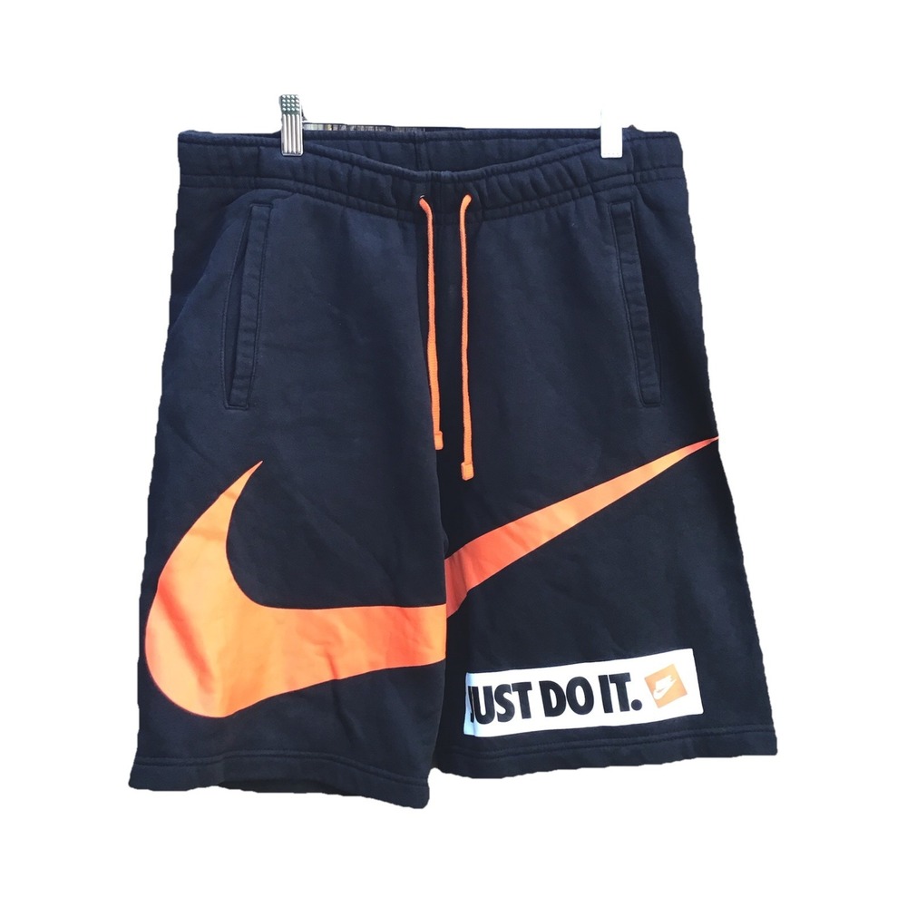Nike Just Do It Swoosh Fleece Shorts Big Swoosh Medium Black Orange Gym Yoga